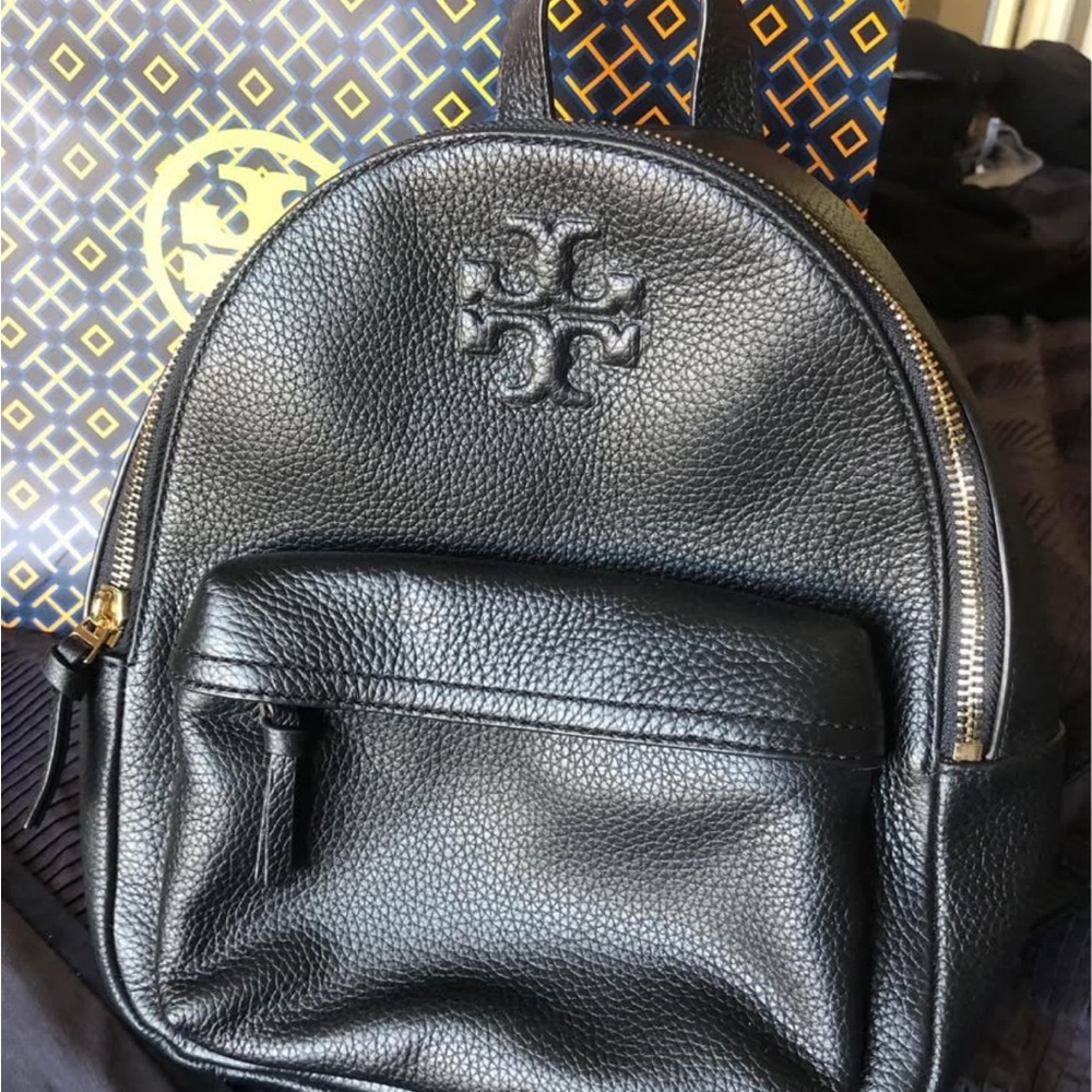 Tory Burch Pebbled Black Backpack